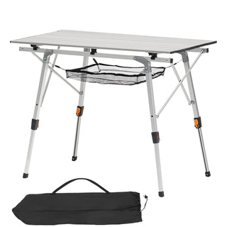 Folding Portable Camping Table Aluminum Outdoor Picnic Roll up Table Mesh Layer