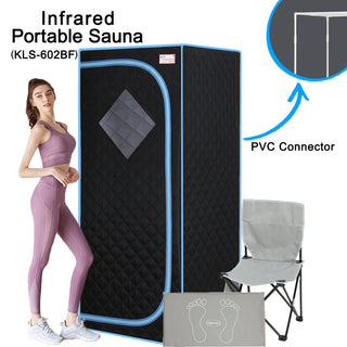 Full Size Portable Infrared Sauna Tent | Home Spa w/ Heating Foot Pad &amp; Reading Light (Black)