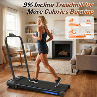 3 in 1 Under Desk Treadmill with Incline,Foldable Treadmills for Home, Walking Pad with Handle Bar for Walking and Jogging, with Remote Control & LED Display