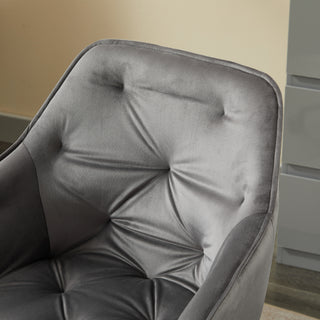 Elegent Velvet Office Chair with Wheels, Makeup Vanity Chair Height Adjustable for Teens Women Girls, Comfy Swivel Modern Leisure Armchair for Home Office, Bedroom, Study and Vanity.(GRAY)