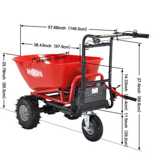 RedRock Electric Wheelbarrow | 500lbs Capacity Material Debris Hauler with 1000lbs Towing