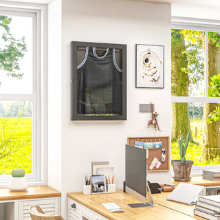 HOMCOM 24' x 32' Jersey Display Case, Wall-Mounted Memorabilia Acrylic Shadow Box with Hanger, Black