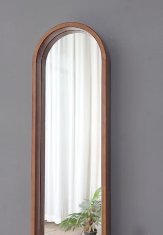 9.5x2x47.2' Decorative Rubber Frame Mirror with Elongated Oval Frame, Brown
