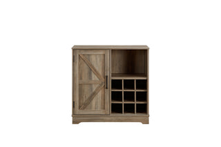  Farmhouse Coffee Bar Cabinet, Bar Cabinet with Wine Rack, Barn Door Buffet Sideboard Cabinet with Drawer, Adjustable Storage Shelves for Living Room, Dining Room, Gray Wash (31.515.7531.5)