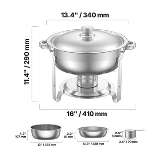 5 Qt 4-pack round chafing dish buffet set silver, view 8
