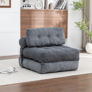 Folding Sofa Bed, Convertible Sleeper Chair with Pillow Foldable Mattress with Back Support, Portable Fold Out Chair Bed Comfy Floor Sofa Lounge for Living Room Bedroom, Dark Grey , Single