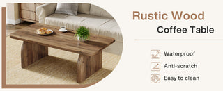 47" Rustic Brown Coffee Table with Rounded Corners | Wooden Living Room Table