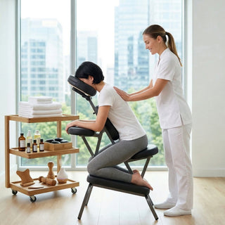 Portable Massage Chair for Tattoo and Spa with Adjustable Face Cradlewith Carrying Bag Ideal for Salon Use (BLACK)