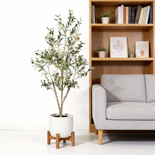 5' Artificial  Olive Tree in Black Plastic Pot, 1pc/set