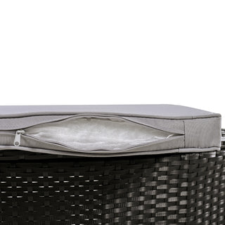 Spa Surround Spa Frame Quadrilateral Outdoor Rattan Sectional Sofa Set with Mini Sofa, Wooden Seats and Storage Spaces, Grey