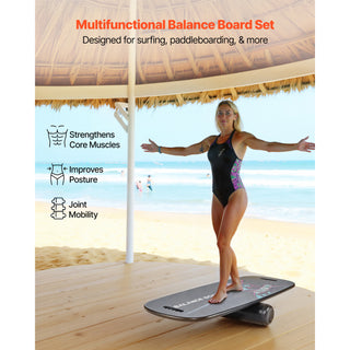 Wooden balance board with roller, view 3