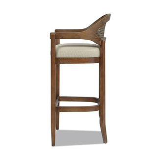 Americana Mid-Century Modern 30.5' Cane Back Bar Stool, Taupe Beige