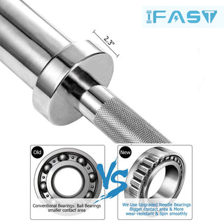 Barbell Bar for 2' Olympic Plates, Home Gym Weightlifting Bar 4Ft Solid Chrome Weight Bar 5Ft Fitness Training Curl Barbell 7.2Ft