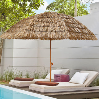 Best 8' Thatch Patio Tiki Umbrellas - Tropical Raffia and Hawaiian Palapa Beach Umbrellas