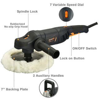  7-Inch Rotary Car Polisher | Variable Speed Car Buffer & Detailing Kit
