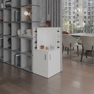 Jakes 42' Tall Corner Bar Cabinet with Eight Wine Bottle Cubbies and Double Door cabinet, Living Room, Liquor Cabinet, Storage Cabinet White