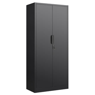 70-Inch Black 2-Door File Cabinet with Lock, 4 Adjustable Shelves, Heavy-Duty Steel Construction for Commercial and Home Office, Legal and Letter Size Document Storage