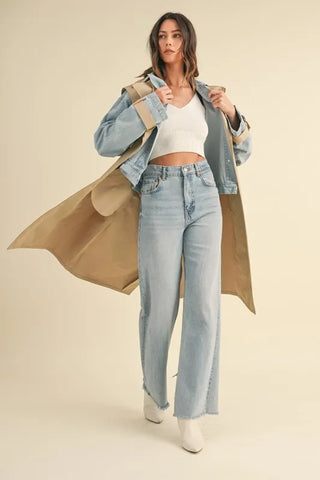 MABLE Layered Look Trench Coat With Denim Jacket