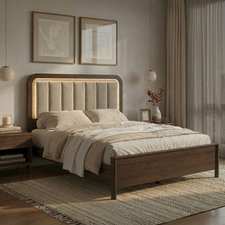 Mid-century modern queen bed in walnut, view 11
