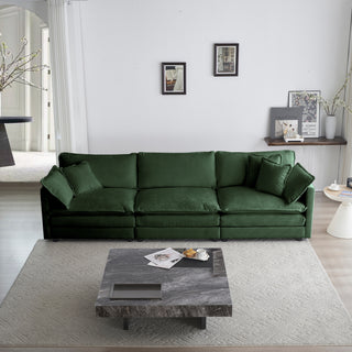Green Chenille 2-Piece Sofa Set - Modern 2+3 Seater Deep Seat Living Room Group