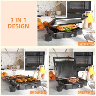 4-Slice Panini Press Grill – Stainless Steel Sandwich Maker with Non-Stick Plates, Locking Lid & Drip Tray