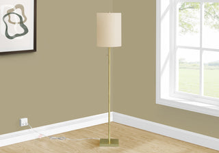 Lighting, 62'h, Brass Metal, Ivory / Cream Shade, Contemporary