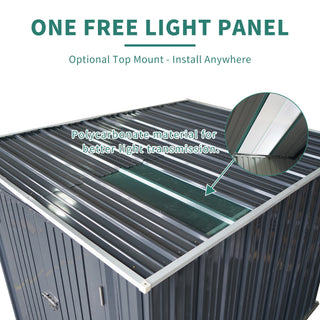 6x8FT Galvanized Steel Outdoor Storage Shed | Metal Lean-To Shed with Lockable Double Doors