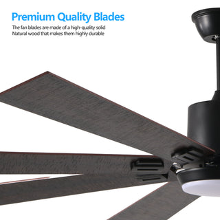 72" Walnut LED Ceiling Fan with Light | 8 Wooden Blades, Adjustable Color Temperature & Remote Control