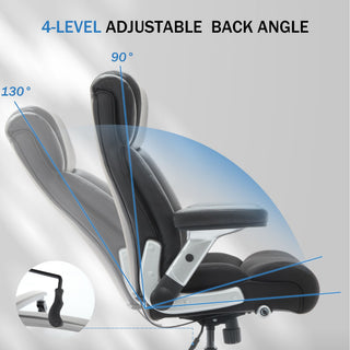 500lbs Big and Tall Office Chair – Heavy Duty Executive Ergonomic Leather Chair with Adjustable Lumbar Support, Flip-Up Armrests & Quiet Wheels