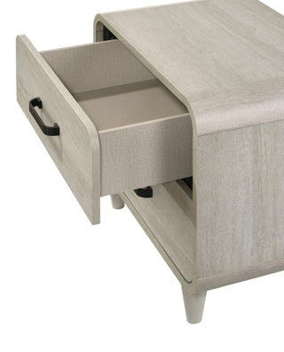 Contemporary Solid Wood Nightstand – 1pc Bedroom Side Table with 2 Drawers, Unique White Finish, Modern Bedside Storage Furniture