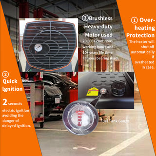 Portable 125,000 BTU Kerosene/Diesel Forced Air Heater with Thermostat | Heavy-Duty Torpedo Heater for Jobsite, Garage & Farm