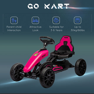 Aosom Kids Pedal Go Kart | Pink Outdoor Ride-On Toy with Handbrake and amp; Adjustable Seat