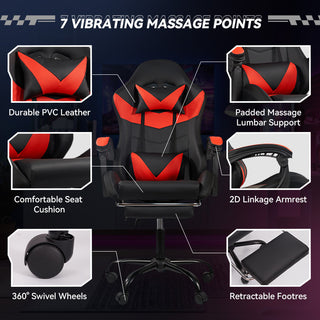 Ergonomic RGB Gaming Chair Black/Red | PU Leather w/Synced Armrests & LED Lighting