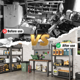 4-Tier Adjustable Metal Storage Shelf, Heavy-Duty Multi-Purpose Shelving Unit for Garage, Shed, Living Room, Black, Requires Assembly