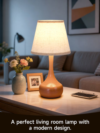 Pink Table Lamp Set of 2 - 3-Level Touch Dimming Bedside Lamp for Nursery and Kids Room - Small Desk Lamp with LED Bulb Included for Office and Living Room - Modern Industrial Grade Home Lighting