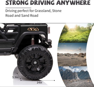 12V Ride on Car Truck with Remote Control, 2 Seater Kids Electric Car, Spring Suspension, 9Ah Battery Powered, 3 Speeds, Double Doors, Music Player