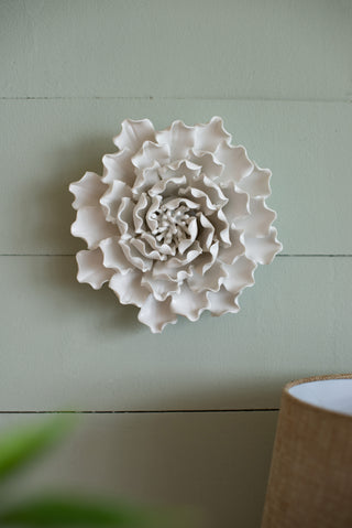 EXTRA LARGE STATEMENT SIZE (7.3' x 2.8') | METICULOUSLY HANDMADE CERAMIC FLOWERS | LUXURY CREAM 3D WALL ACCENT