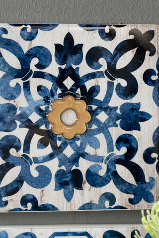 S/4 Abstract Blue, White, and Gold Wall Decor Accents, 9.5x9.5'