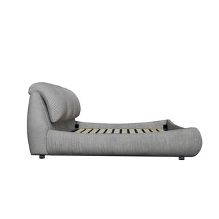 Queen Size Upholstered Platform Bed with Oversized Padded Backrest, Thickening Pinewooden Slats and Solid Wood Leg,Grey(New Sku:W1885S00020)