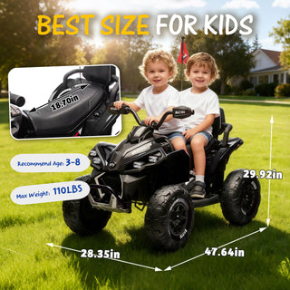 24V Kids Ride On Electric XXXL ATV with Parent Remote Control – 4-Wheel Shock, Bluetooth, Music & Lights – Speeds 1.24-3.73 MPH (Ages 3-12)