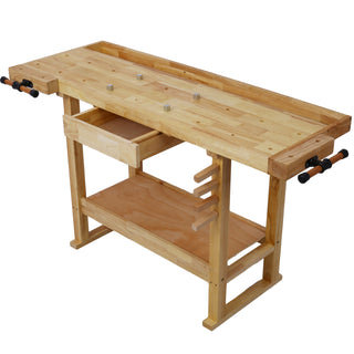 55-Inch Wood Workbench - Wooden Workbench for Garage Workshop and Home