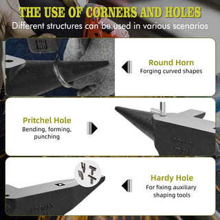 30lb Multi-Angle Cast Steel Anvil | Blacksmith's & Jeweler's Forging Tool