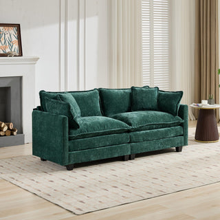 Cloud Sofa LoveSeat (Ottoman is not included), Modern Sectional Couch, for Living Room Bedroom and Apartment, Comfy Double Layer Upholstered Seat Cushion, Breathable Chenille Fabric, Green,SW5012GN