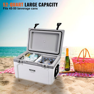 52 Qt Hard Cooler with 6-Day Ice Retention | Portable Ice Chest for Camping, Beach & Outdoor