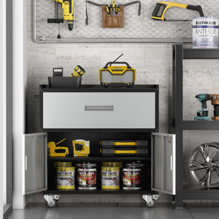 Metal Rolling Tool Cart with Wheels | Garage Storage Cabinets in Black or Gray