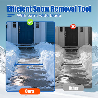 Garvee 30" Heavy Duty Snow Shovel with Wheels, Adjustable Angle & Height Ergonomic Handle, Carbon Steel Blade for Driveway & Sidewalk