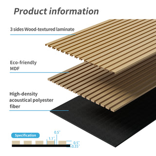 MAX-DEFINITION STRUCTURAL-GEOMETRY] 2PC White Oak Wood Slat Acoustic Panels | 45.27''X23.62'' "Sound-Suppression" Module | 3-Sided Fully Wrapped Finish | [TOTAL-CHASSIS ROOM-RECALIBRATION