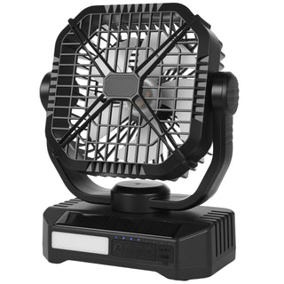 10400mAh Solar Fan Camping Fan with Solar Panel LED Lantern 7W 8 Inch
