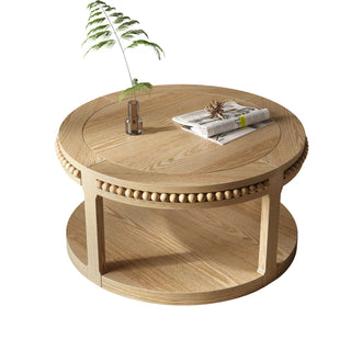 31.5 inch round two-tier solid wood coffee table natural, view 11