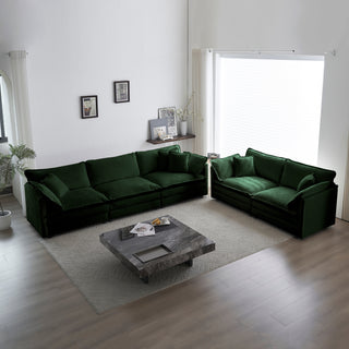 Green Chenille 2-Piece Sofa Set - Modern 2+3 Seater Deep Seat Living Room Group